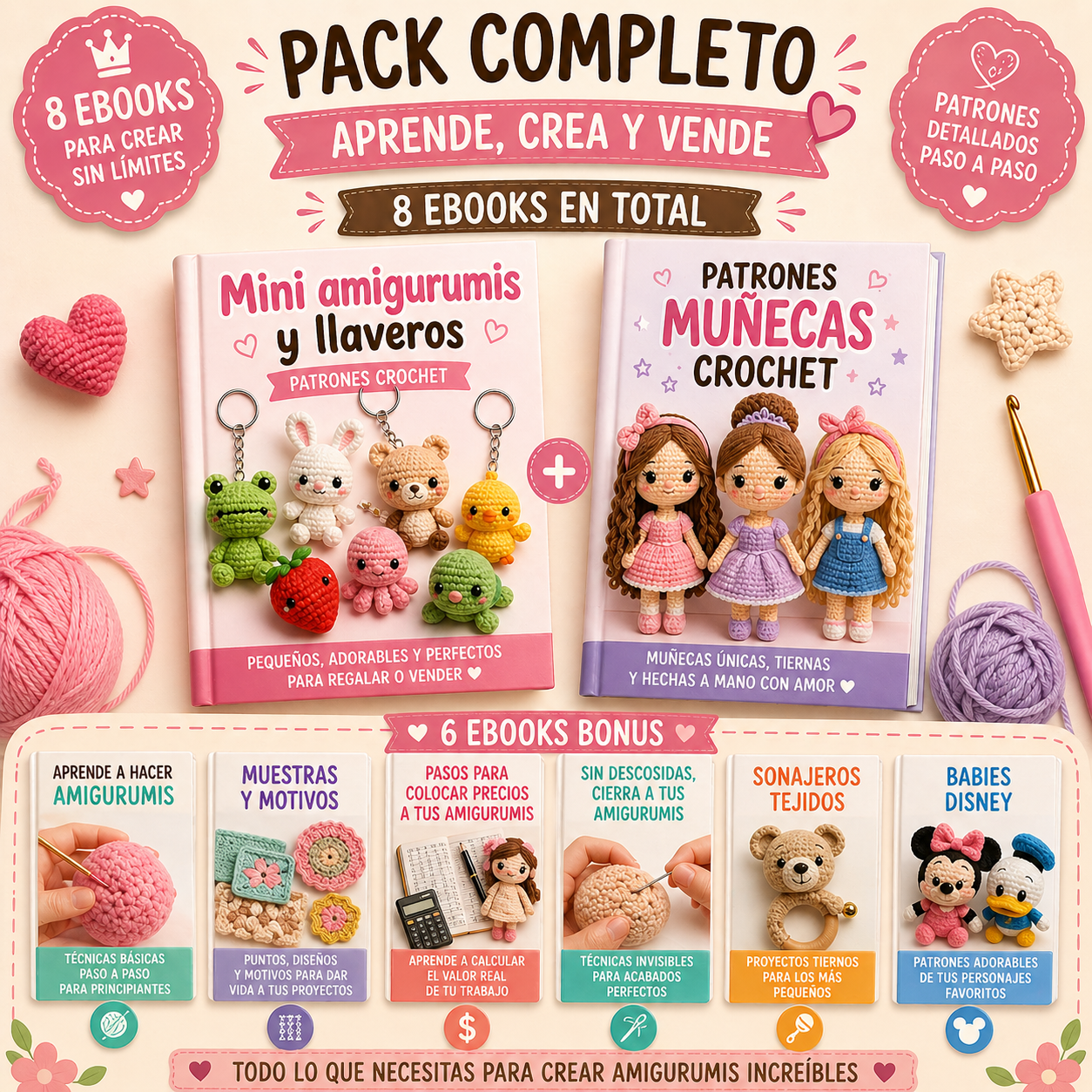 PACK COMPLETO AMIGURIMIS Y MUÑECAS + 6 BONUS